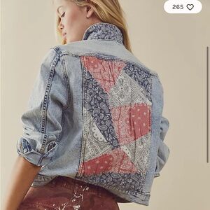 Driftwood x free people bandana patchwork blue jean denim jacket 3625